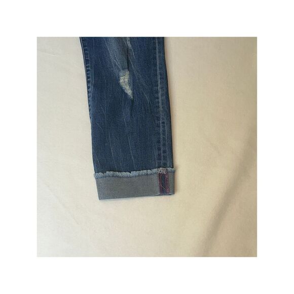 Nanette Lepore Denim Crop Cuffed Skinny Jeans Size 10 Distressed Medium Wash - Picture 4 of 10